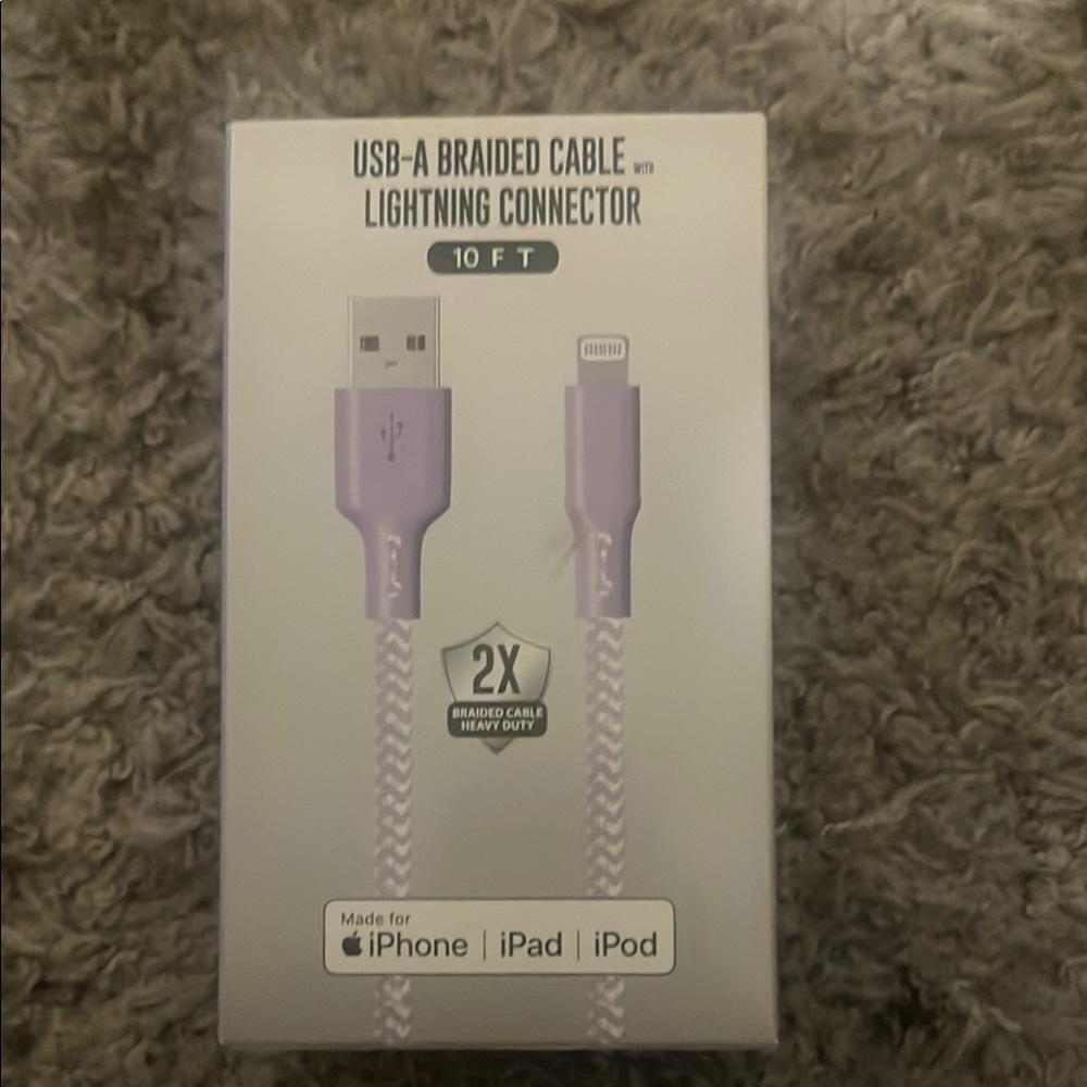 Braided USB-A to Lightning Cable - Purple